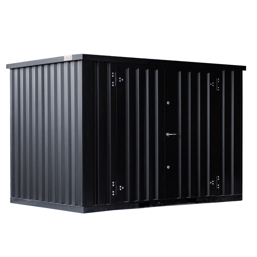 Contenedor desmontable negro de 3 x 2 m - Puerta doble  lateral de 3 m