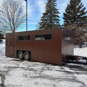 remolque mini casa marrón