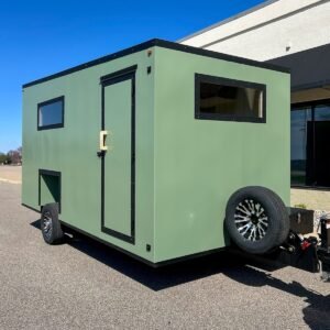 remolque mini casa verde